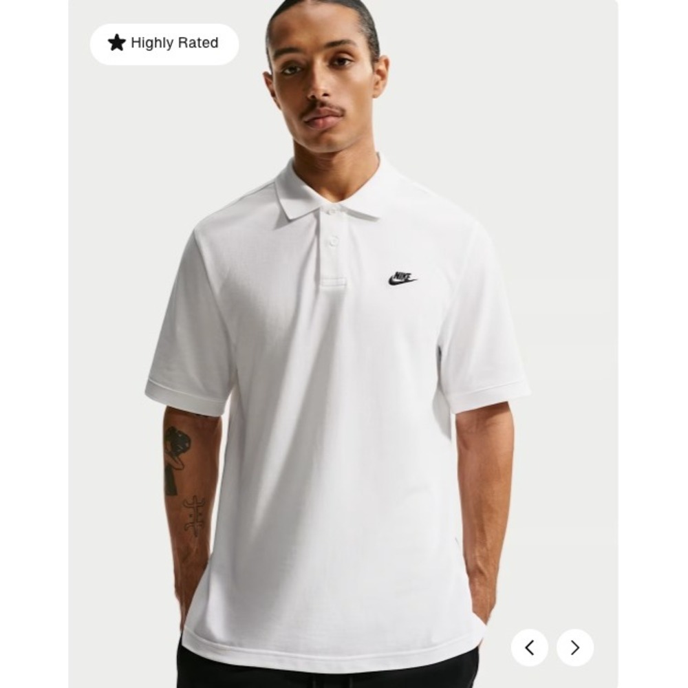 Nike Mens Sport Club Polo White Black L Mesh Pique Embroidered Logo FN3894-100